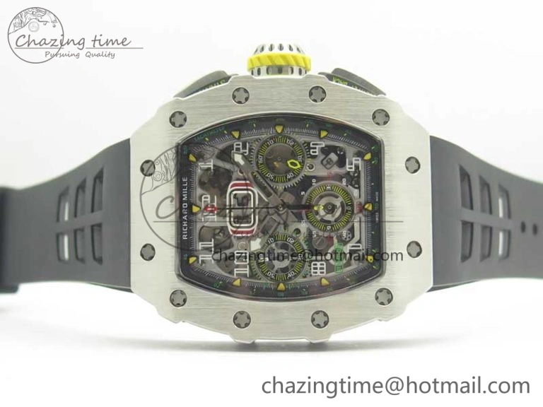 RM11-03 SS KVF 1:1 Best Edition Crystal Skeleton Dial on Racing Rubber Strap A7750
