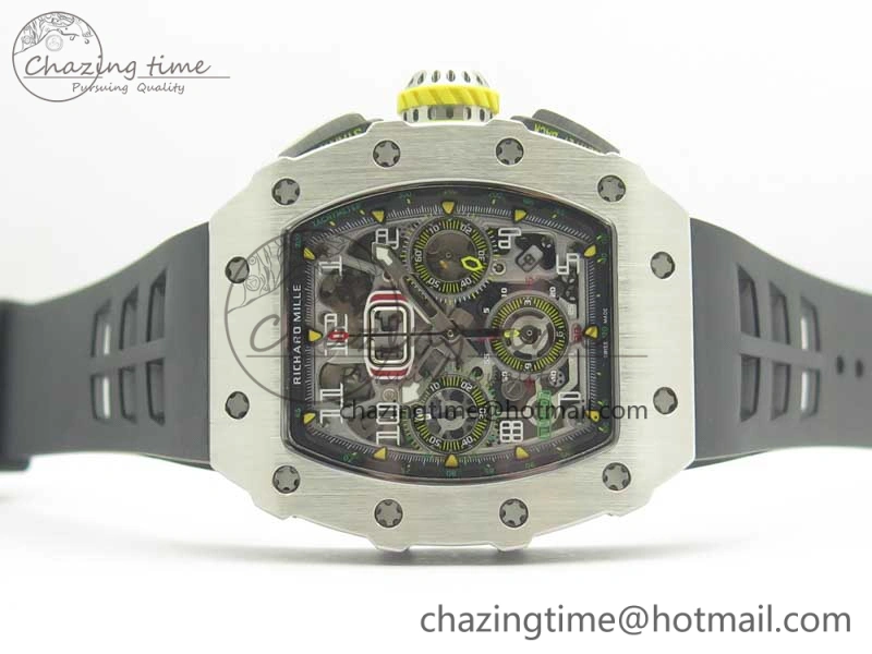 RM11-03 SS KVF 1:1 Best Edition Crystal Skeleton Dial on Racing Rubber Strap A7750