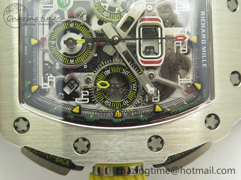 RM11-03 SS KVF 1:1 Best Edition Crystal Skeleton Dial on Racing Rubber Strap A7750