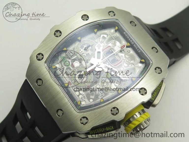 RM11-03 SS KVF 1:1 Best Edition Crystal Skeleton Dial on Racing Rubber Strap A7750