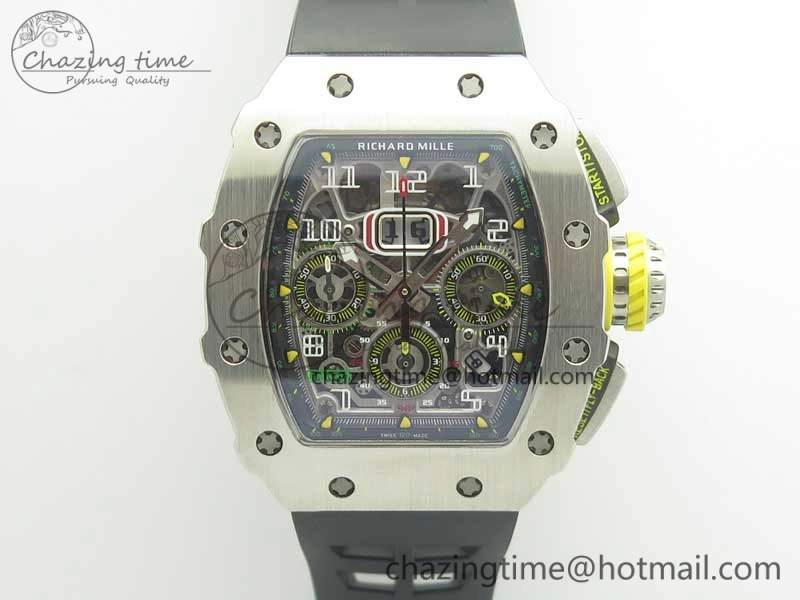 RM11-03 SS KVF 1:1 Best Edition Crystal Skeleton Dial on Racing Rubber Strap A7750