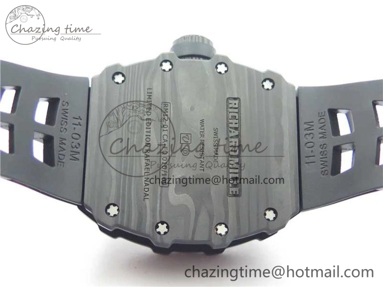 RM12 Real Tourbillon KVF Best Edition Skeleton Dial on Black Rubber Strap