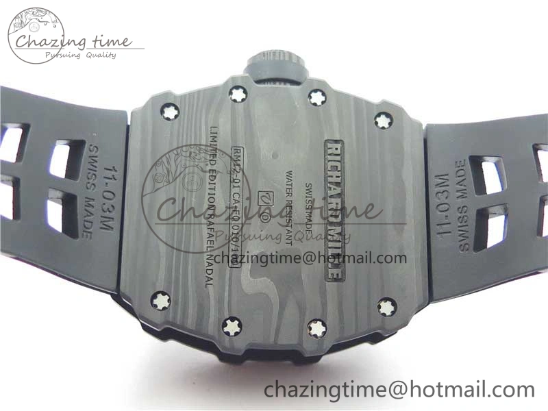 RM12 Real Tourbillon KVF Best Edition Skeleton Dial on Black Rubber Strap