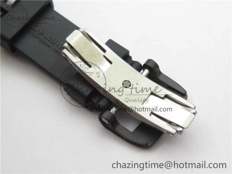 RM12 Real Tourbillon KVF Best Edition Skeleton Dial on Black Rubber Strap