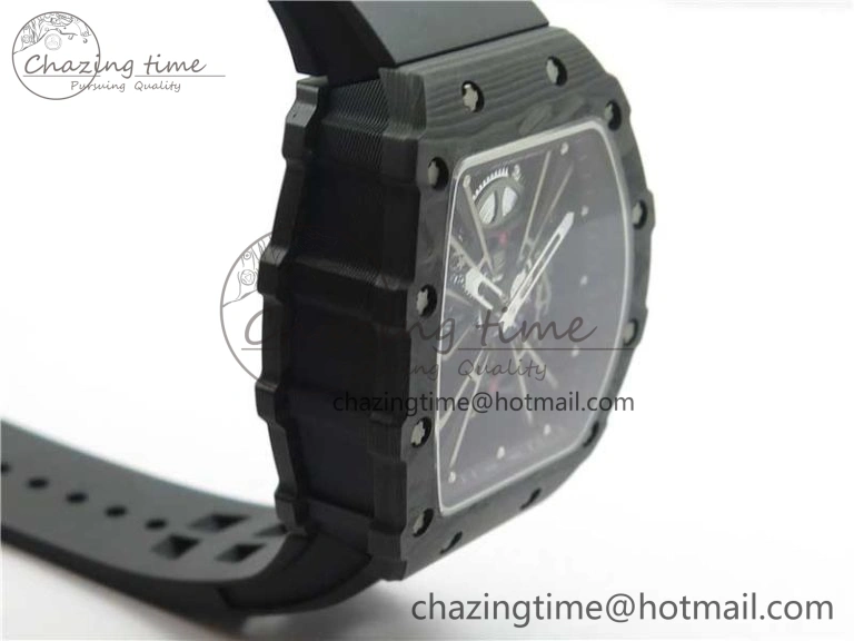 RM12 Real Tourbillon KVF Best Edition Skeleton Dial on Black Rubber Strap