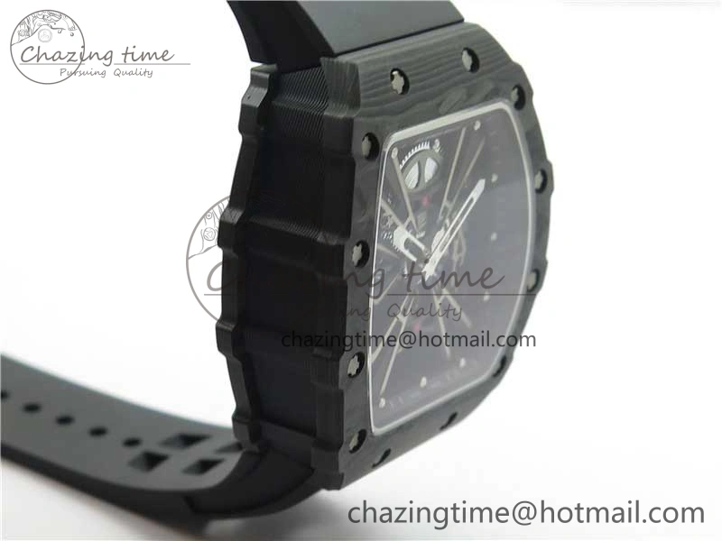 RM12 Real Tourbillon KVF Best Edition Skeleton Dial on Black Rubber Strap