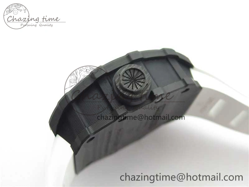 RM12 Real Tourbillon KVF Best Edition Skeleton Dial on White Rubber Strap
