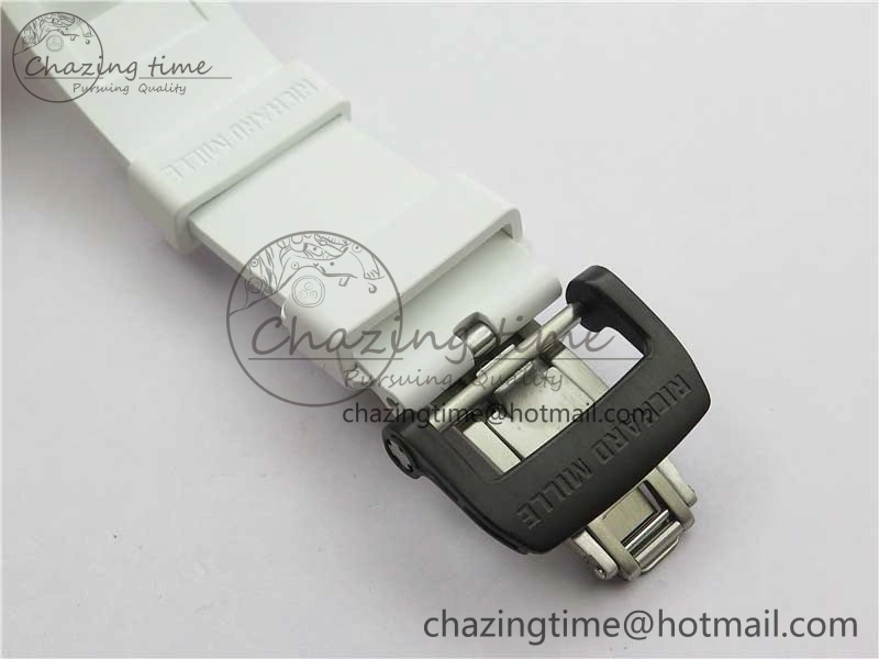 RM12 Real Tourbillon KVF Best Edition Skeleton Dial on White Rubber Strap