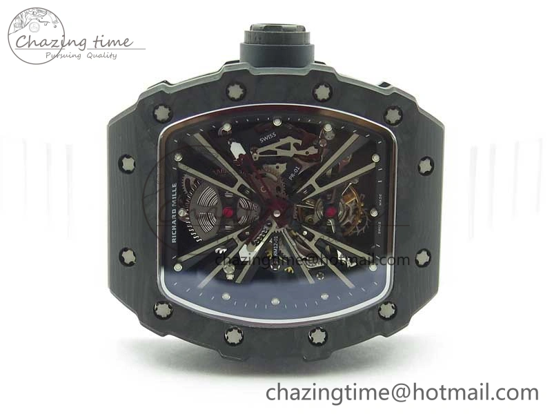 RM12 Real Tourbillon KVF Best Edition Skeleton Dial on White Rubber Strap