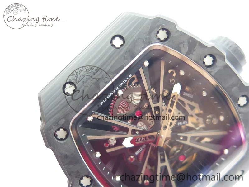 RM12 Real Tourbillon KVF Best Edition Skeleton Dial on White Rubber Strap