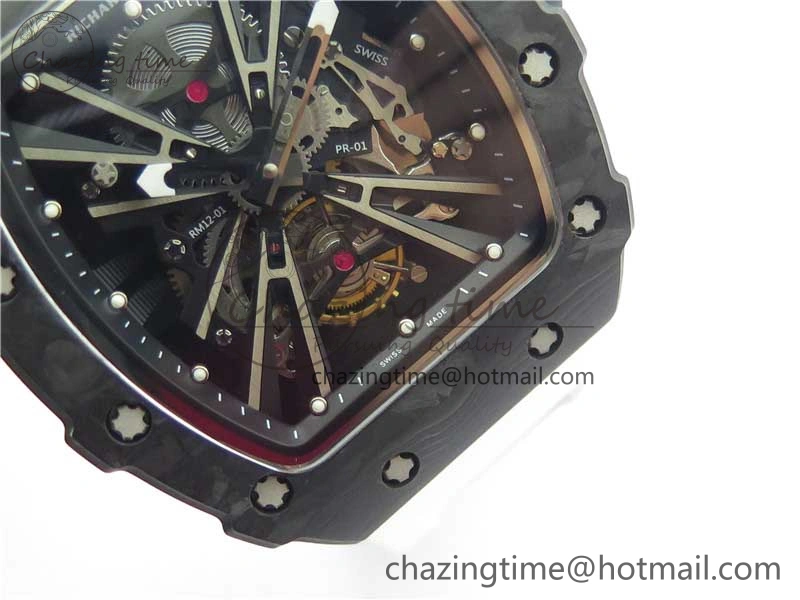 RM12 Real Tourbillon KVF Best Edition Skeleton Dial on White Rubber Strap