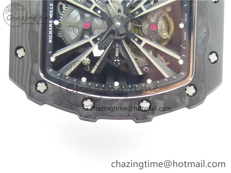 RM12 Real Tourbillon KVF Best Edition Skeleton Dial on White Rubber Strap