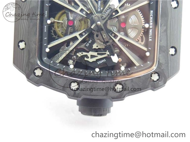 RM12 Real Tourbillon KVF Best Edition Skeleton Dial on White Rubber Strap