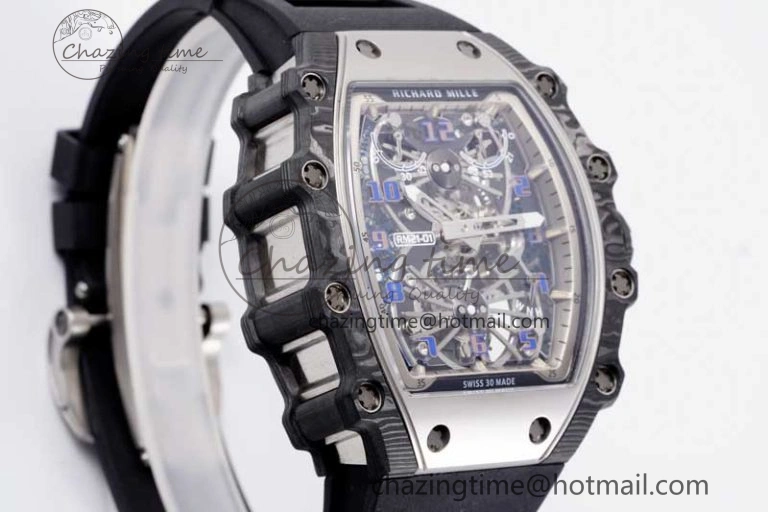 RM21-01 SS Tourbillon RMF Best Edition Skeleton Dial on Black Rubber Strap
