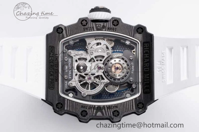 RM21-01 SS Tourbillon RMF Best Edition Skeleton Dial on White Rubber Strap