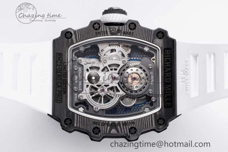 RM21-01 SS Tourbillon RMF Best Edition Skeleton Dial on White Rubber Strap