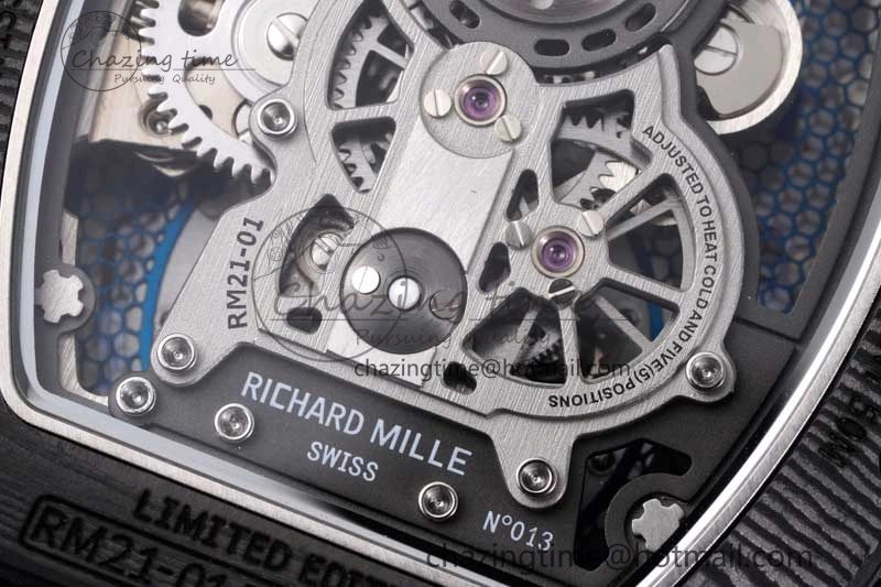 RM21-01 SS Tourbillon RMF Best Edition Skeleton Dial on White Rubber Strap