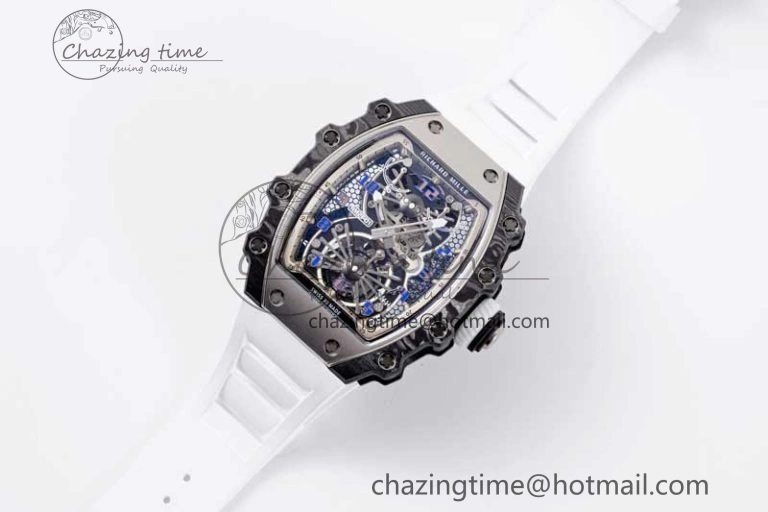 RM21-01 SS Tourbillon RMF Best Edition Skeleton Dial on White Rubber Strap