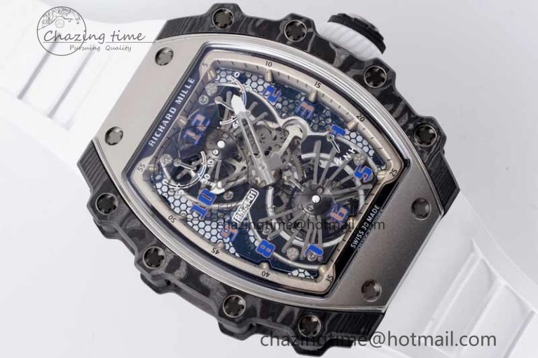 RM21-01 SS Tourbillon RMF Best Edition Skeleton Dial on White Rubber Strap