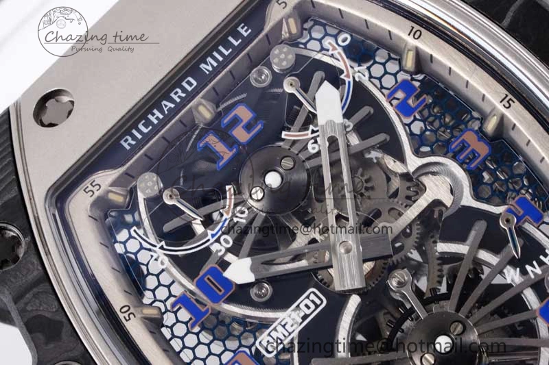 RM21-01 SS Tourbillon RMF Best Edition Skeleton Dial on White Rubber Strap
