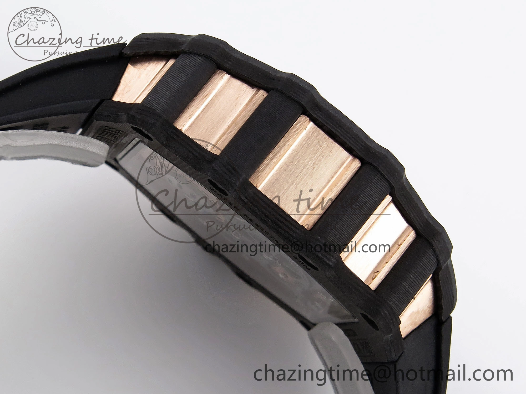 RM21-01 Tourbillon NTPT RMF Best Edition RG Bezel Skeleton Dial on Black Rubber Strap