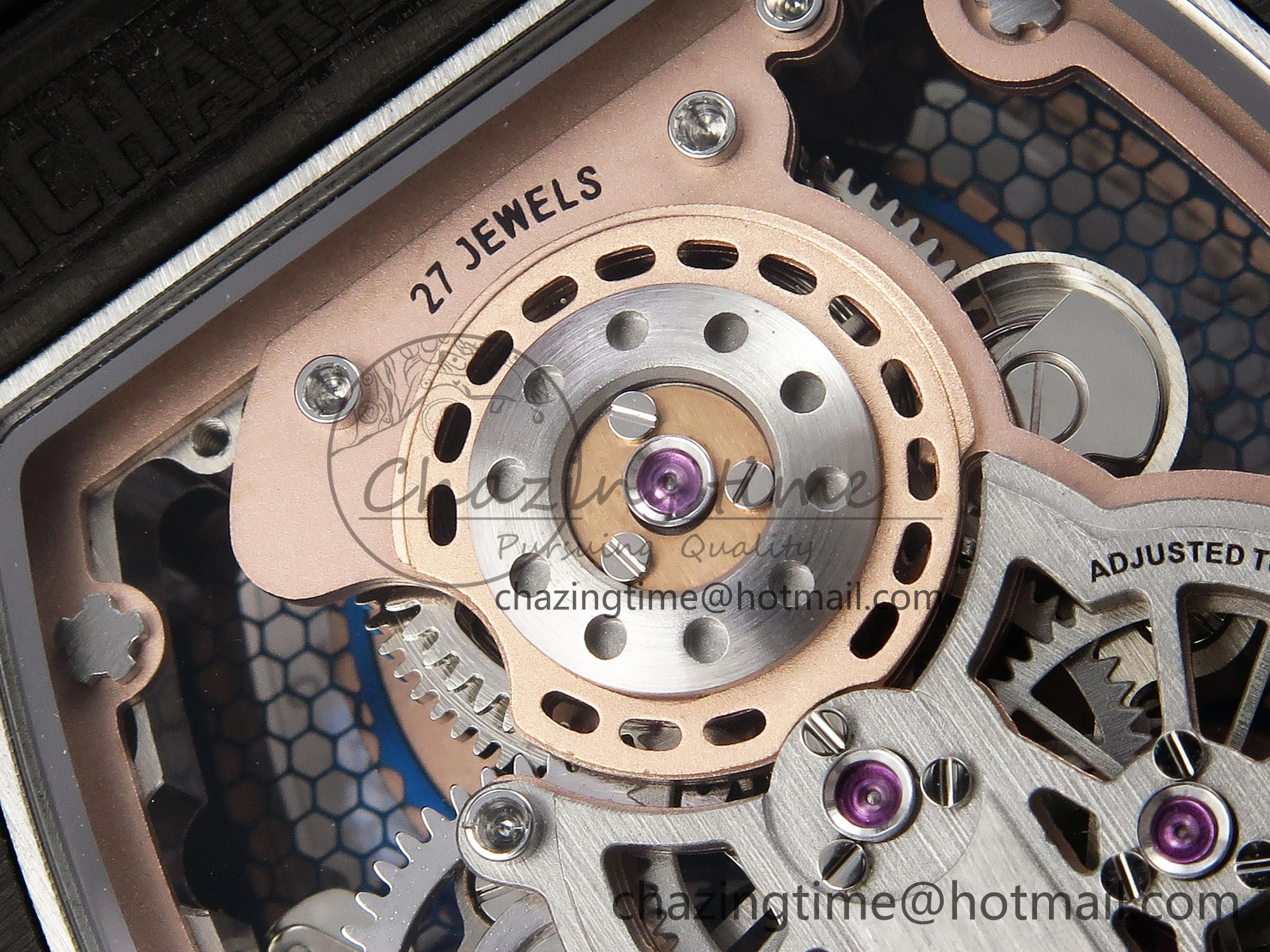 RM21-01 Tourbillon NTPT RMF Best Edition RG Bezel Skeleton Dial on Black Rubber Strap