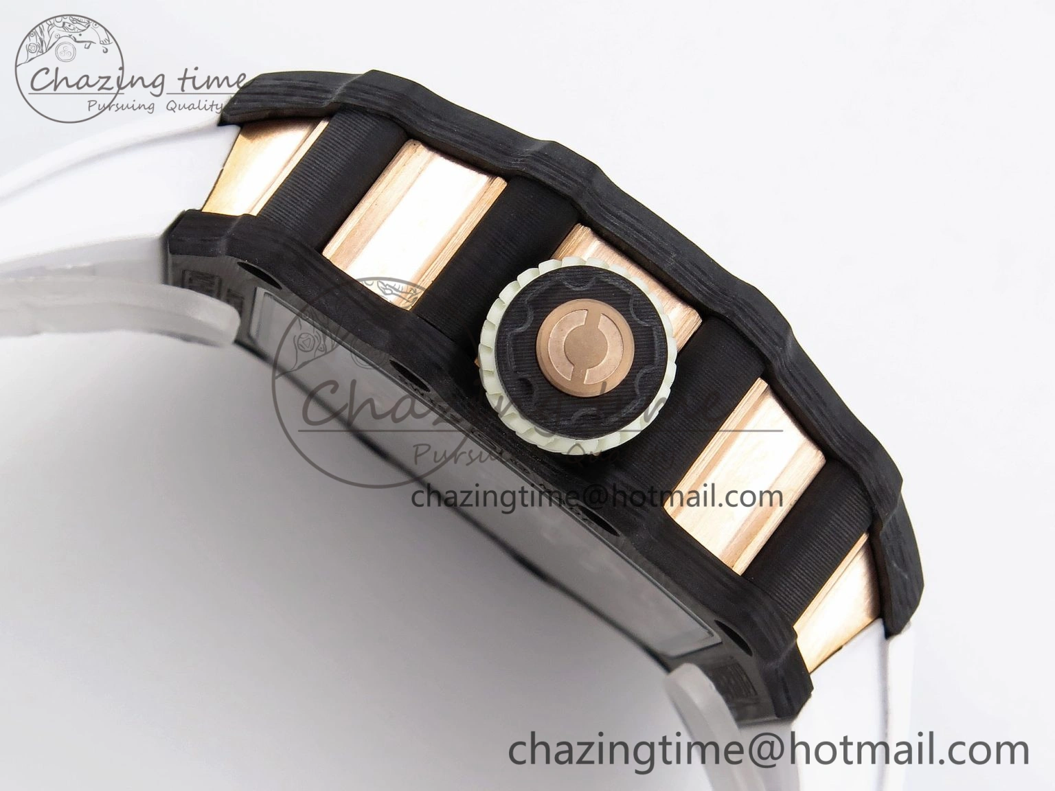 RM21-01 Tourbillon NTPT RMF Best Edition RG Bezel Skeleton Dial on White Rubber Strap