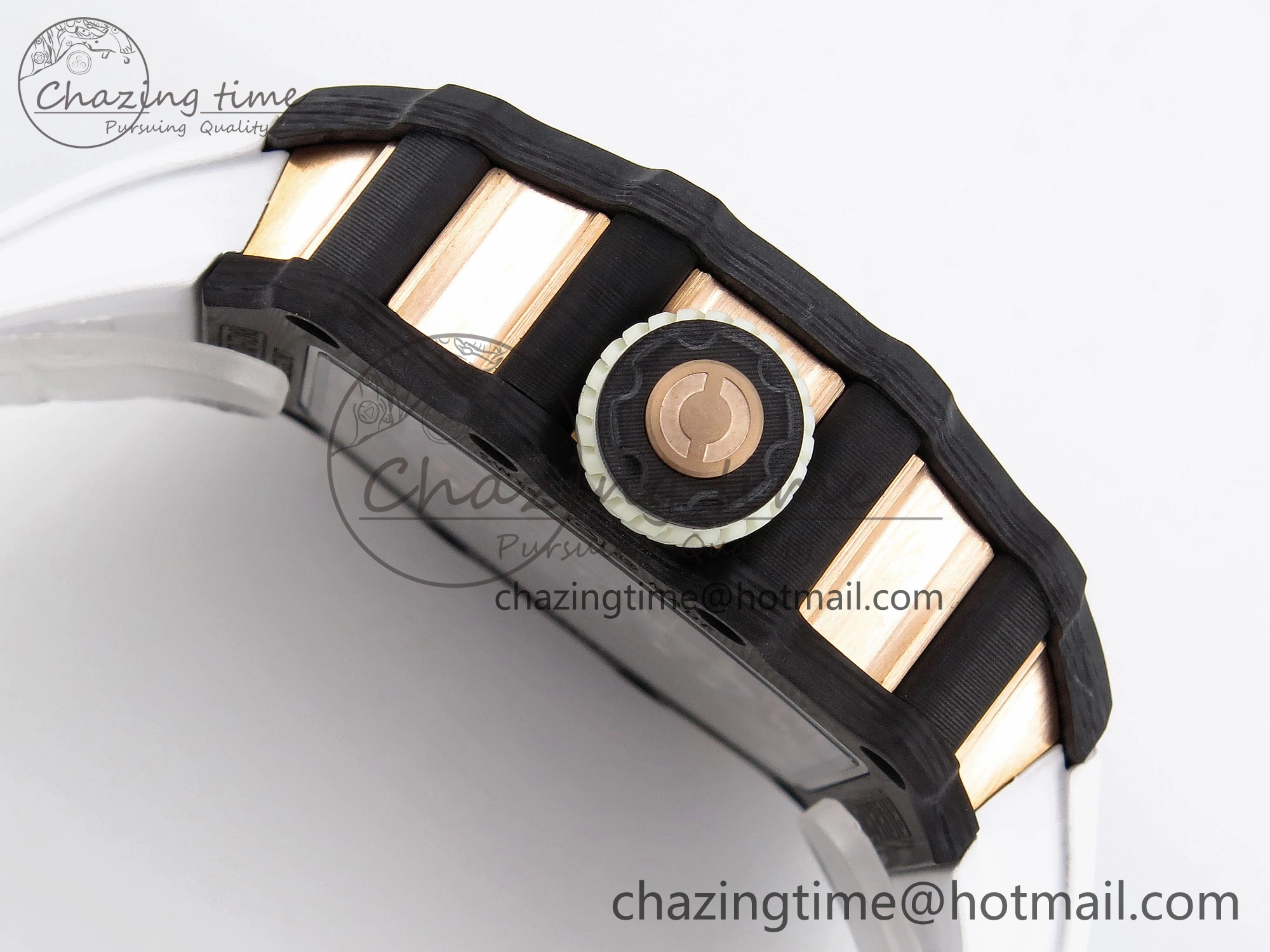 RM21-01 Tourbillon NTPT RMF Best Edition RG Bezel Skeleton Dial on White Rubber Strap