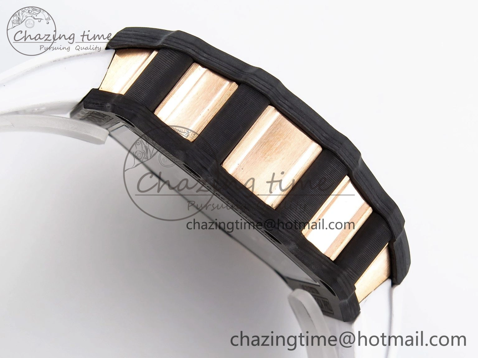 RM21-01 Tourbillon NTPT RMF Best Edition RG Bezel Skeleton Dial on White Rubber Strap