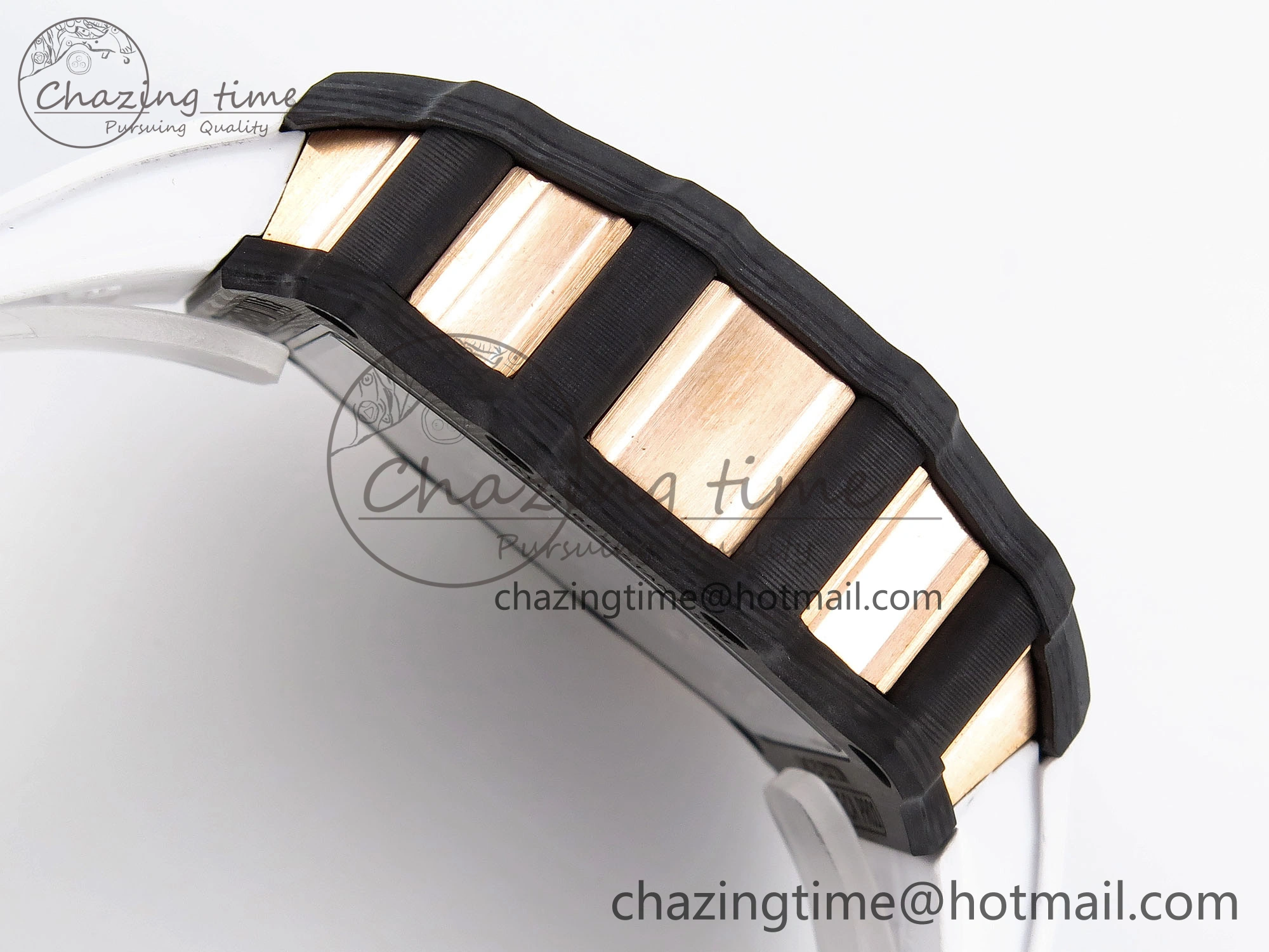 RM21-01 Tourbillon NTPT RMF Best Edition RG Bezel Skeleton Dial on White Rubber Strap