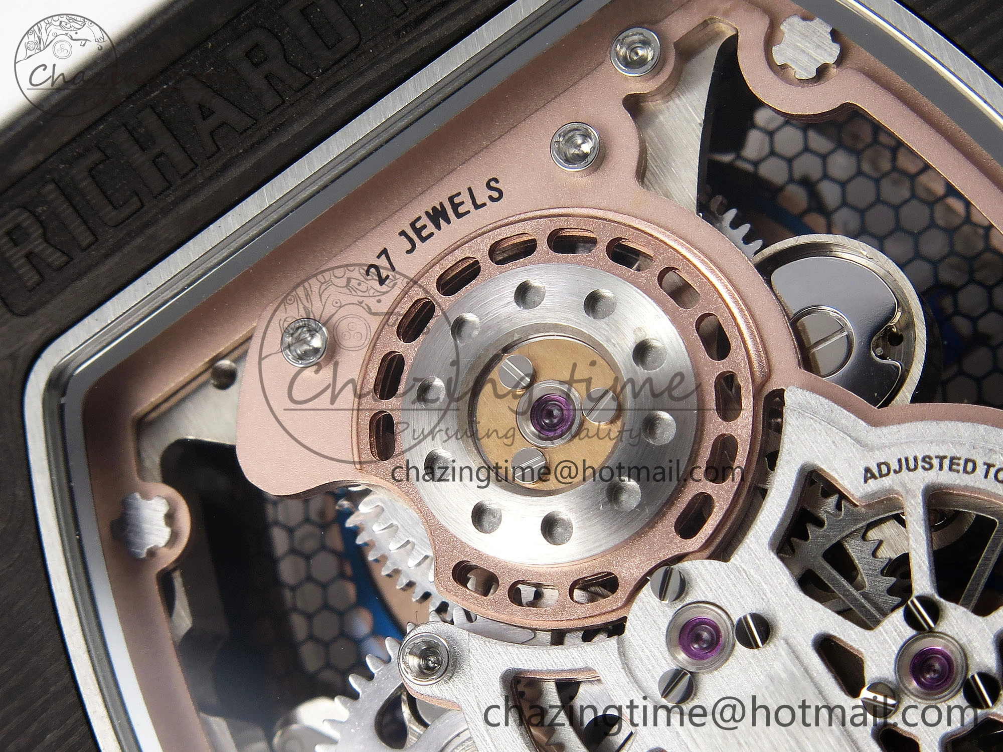 RM21-01 Tourbillon NTPT RMF Best Edition RG Bezel Skeleton Dial on White Rubber Strap