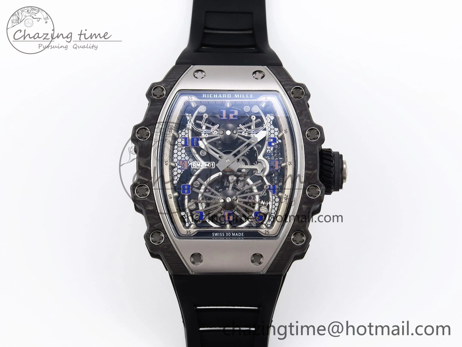RM21-01 Tourbillon NTPT RMF Best Edition Skeleton Dial on Black Rubber Strap