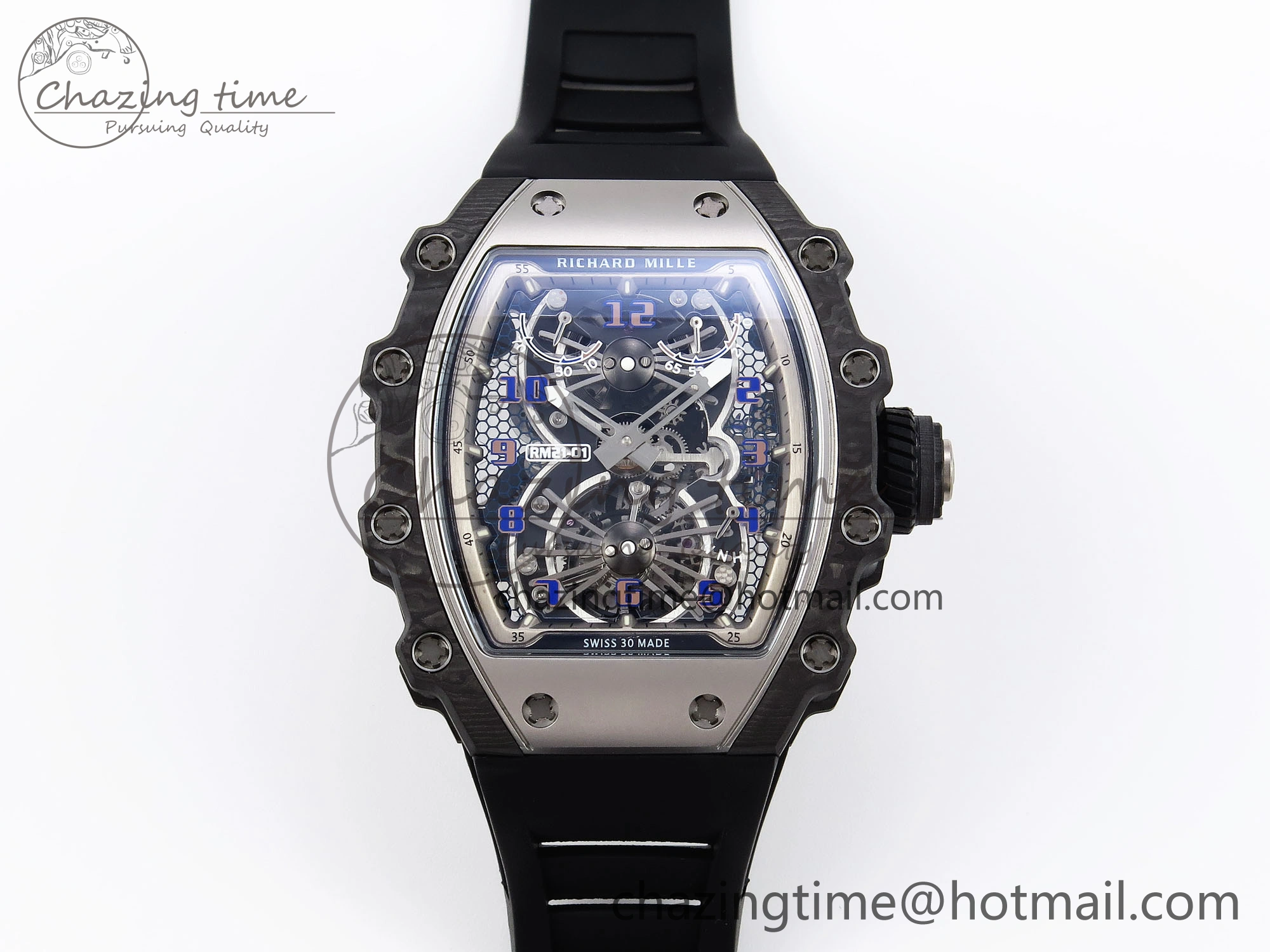 RM21-01 Tourbillon NTPT RMF Best Edition Skeleton Dial on Black Rubber Strap
