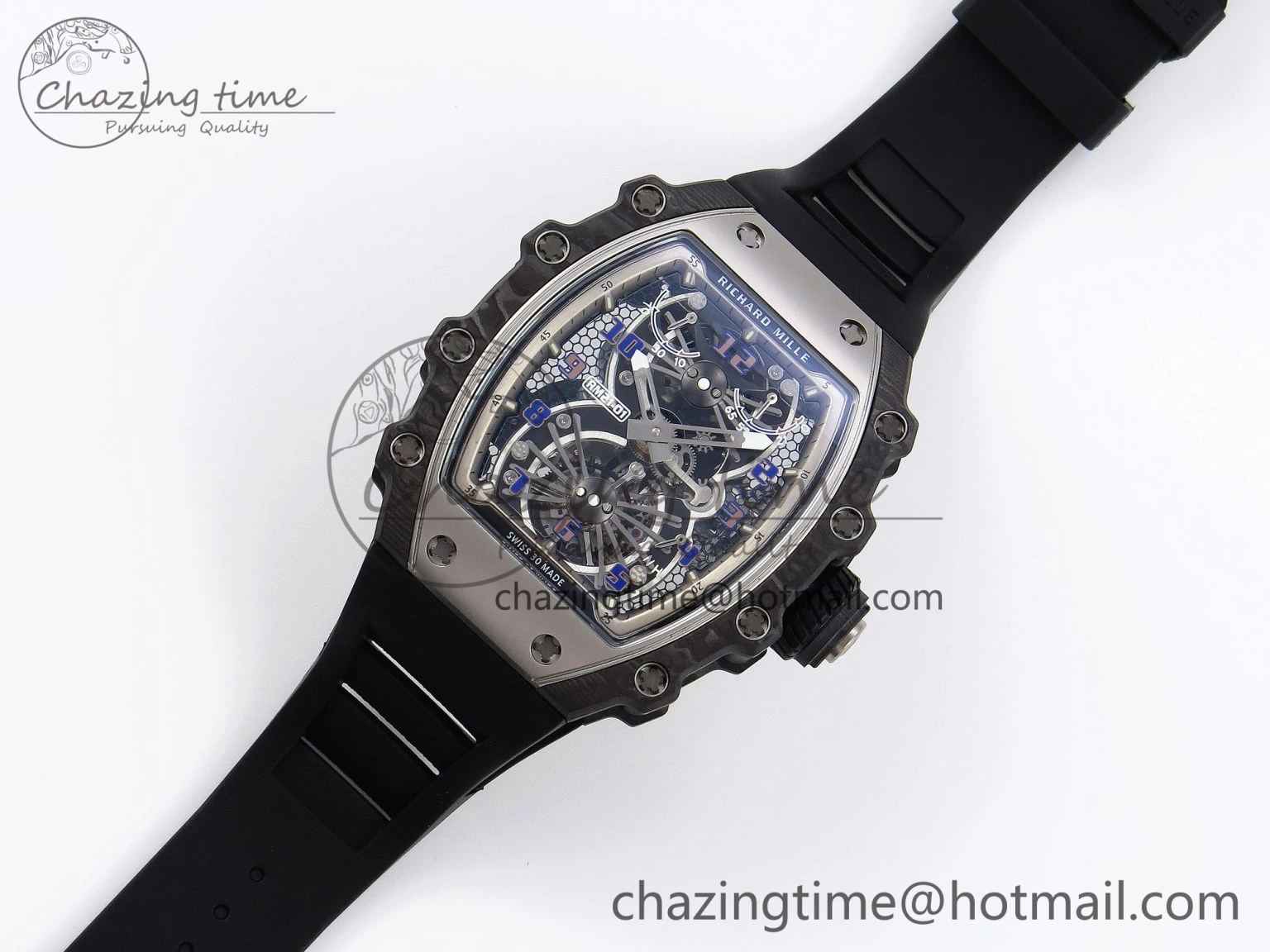 RM21-01 Tourbillon NTPT RMF Best Edition Skeleton Dial on Black Rubber Strap
