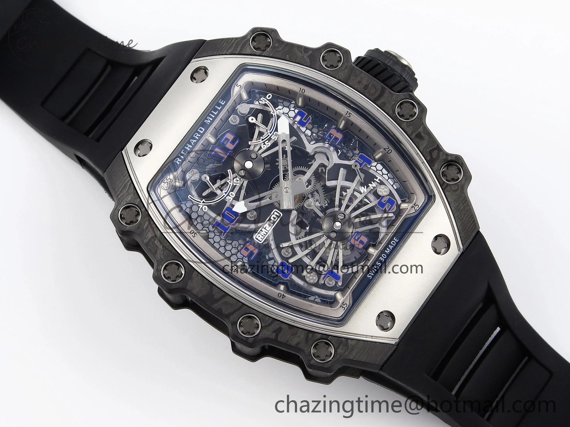 RM21-01 Tourbillon NTPT RMF Best Edition Skeleton Dial on Black Rubber Strap