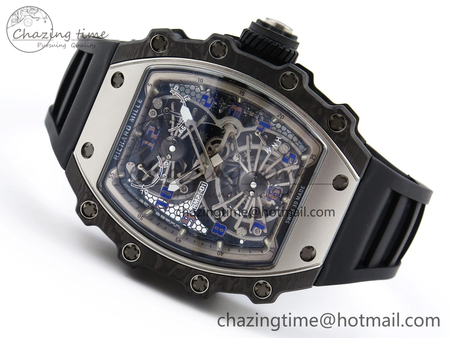 RM21-01 Tourbillon NTPT RMF Best Edition Skeleton Dial on Black Rubber Strap