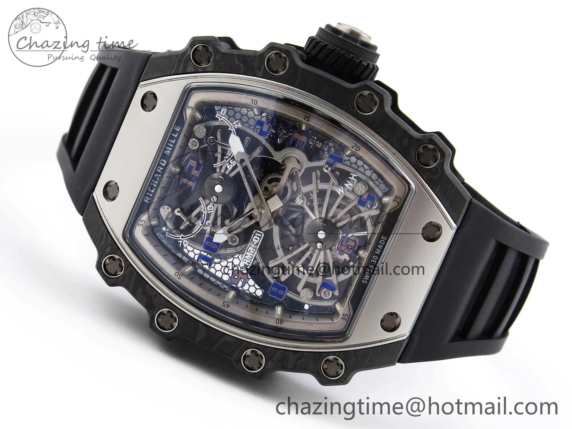 RM21-01 Tourbillon NTPT RMF Best Edition Skeleton Dial on Black Rubber Strap