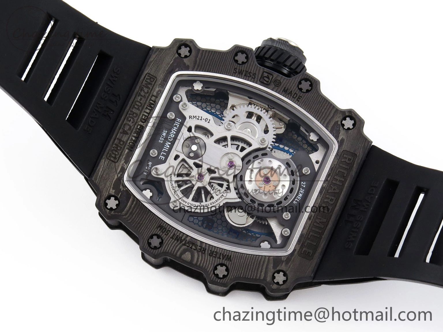 RM21-01 Tourbillon NTPT RMF Best Edition Skeleton Dial on Black Rubber Strap
