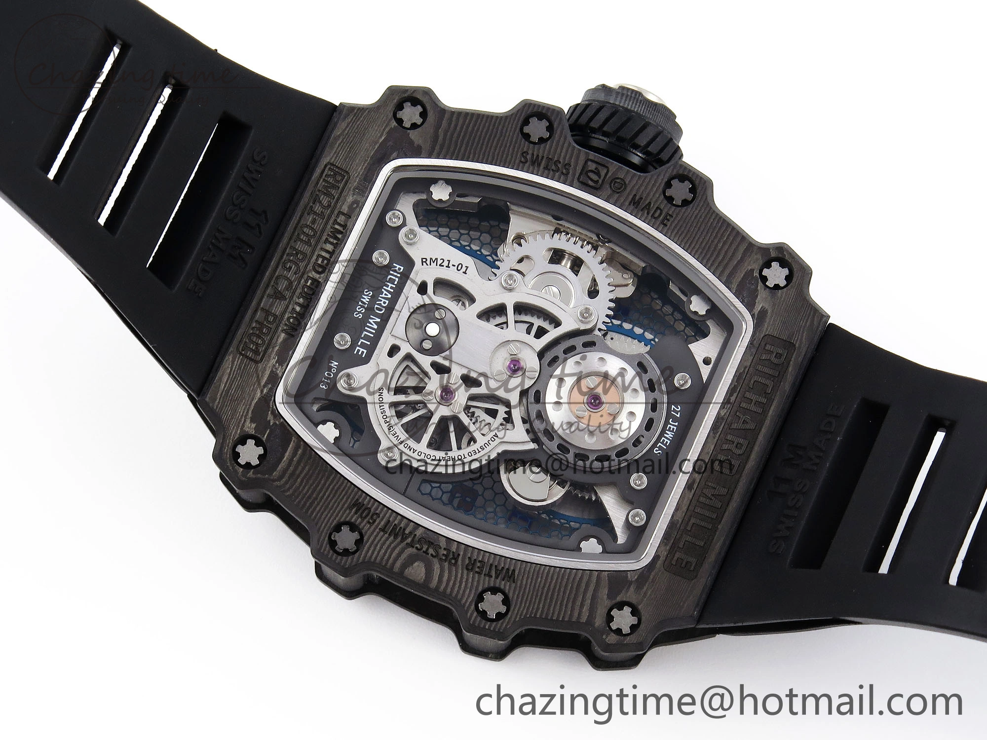 RM21-01 Tourbillon NTPT RMF Best Edition Skeleton Dial on Black Rubber Strap