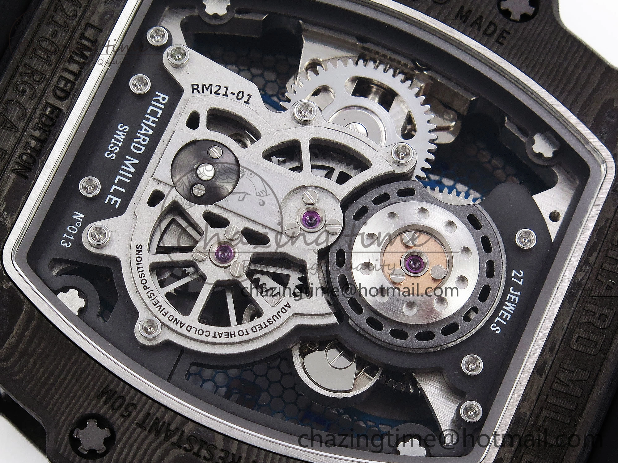 RM21-01 Tourbillon NTPT RMF Best Edition Skeleton Dial on Black Rubber Strap