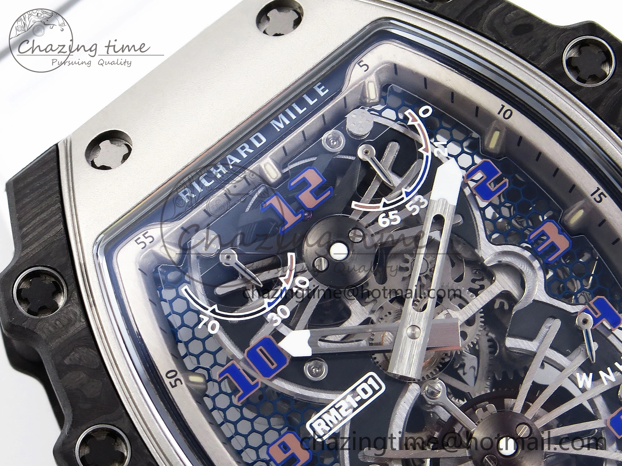 RM21-01 Tourbillon NTPT RMF Best Edition Skeleton Dial on White Rubber Strap