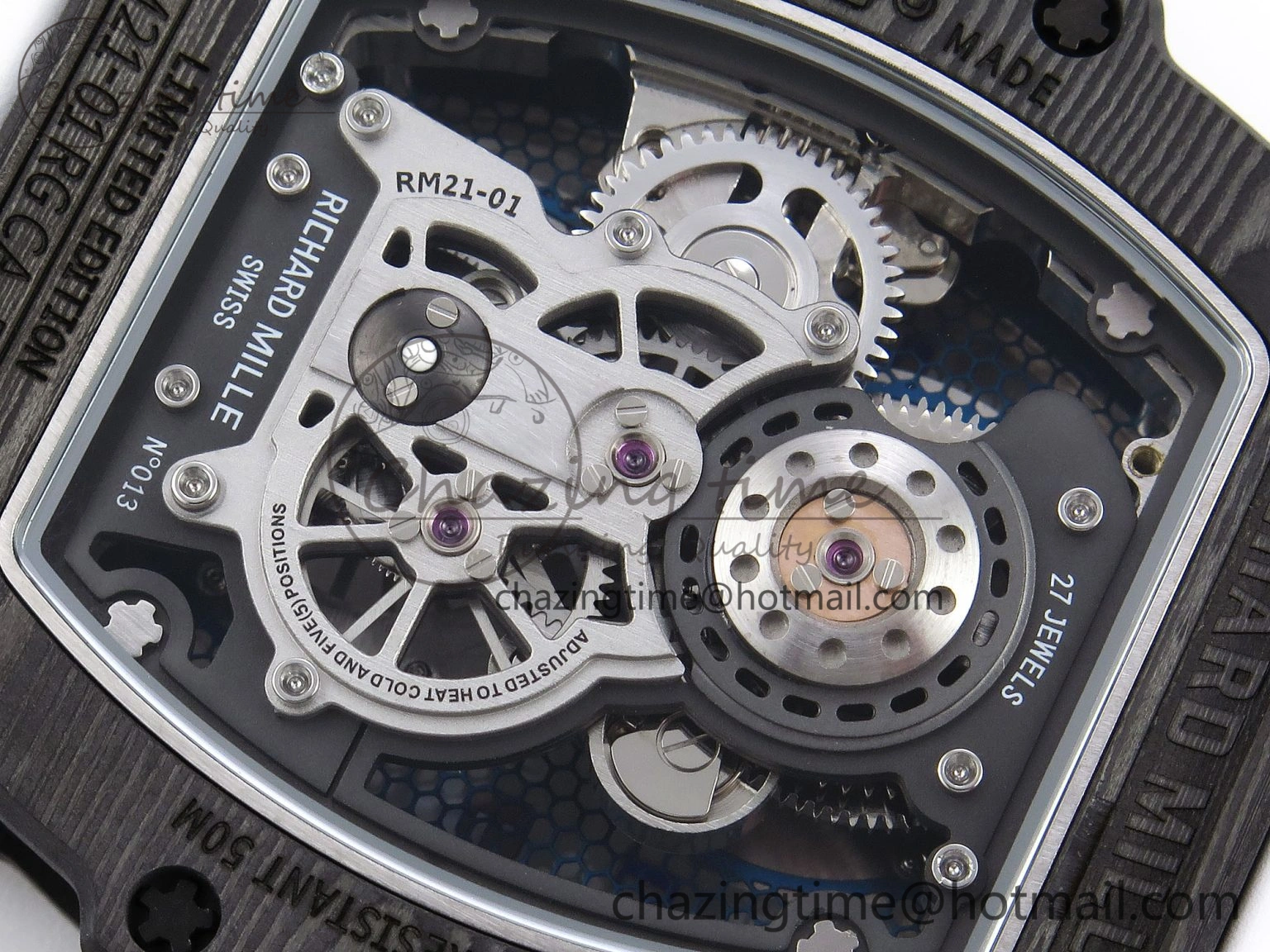 RM21-01 Tourbillon NTPT RMF Best Edition Skeleton Dial on White Rubber Strap