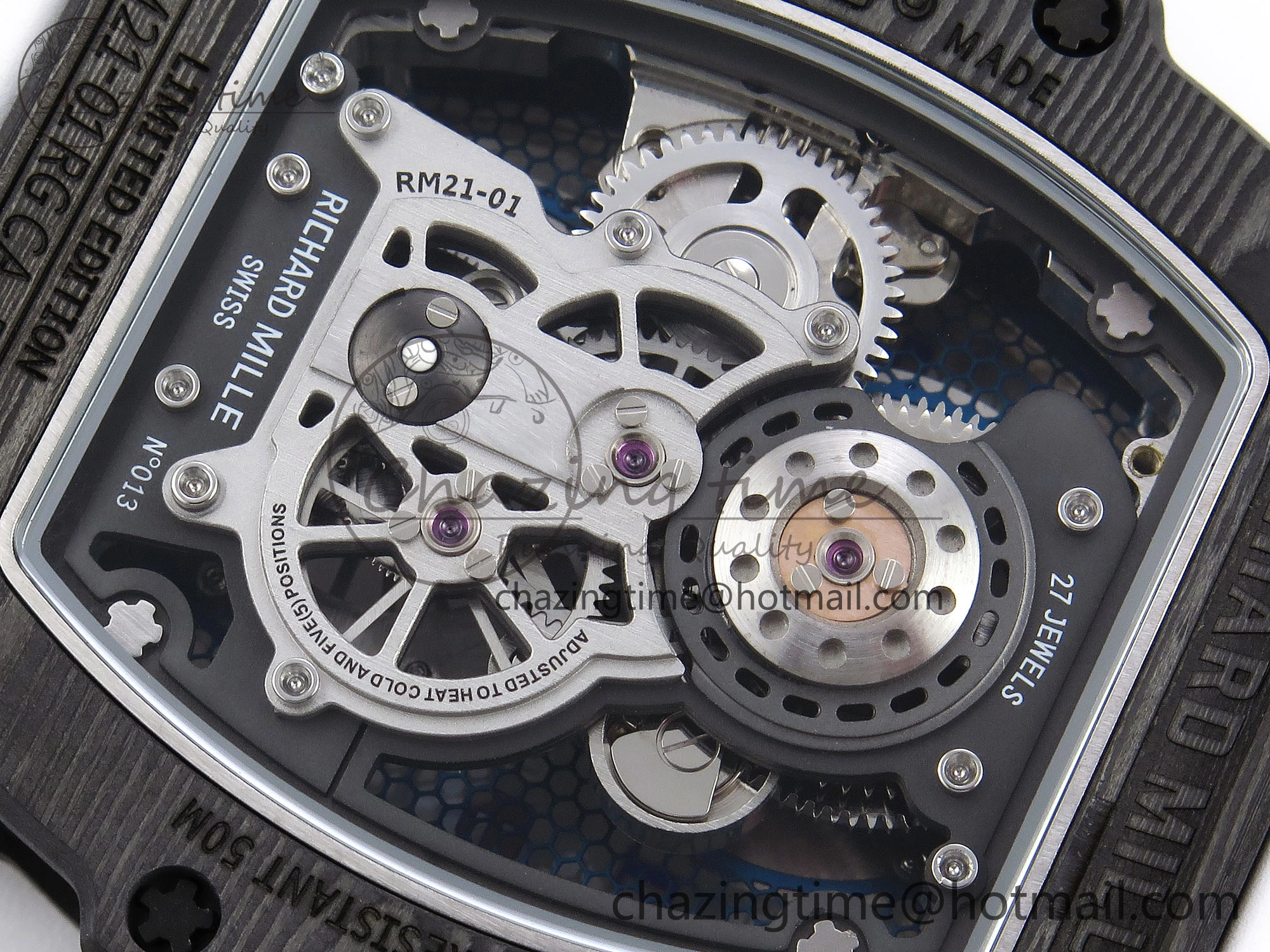 RM21-01 Tourbillon NTPT RMF Best Edition Skeleton Dial on White Rubber Strap