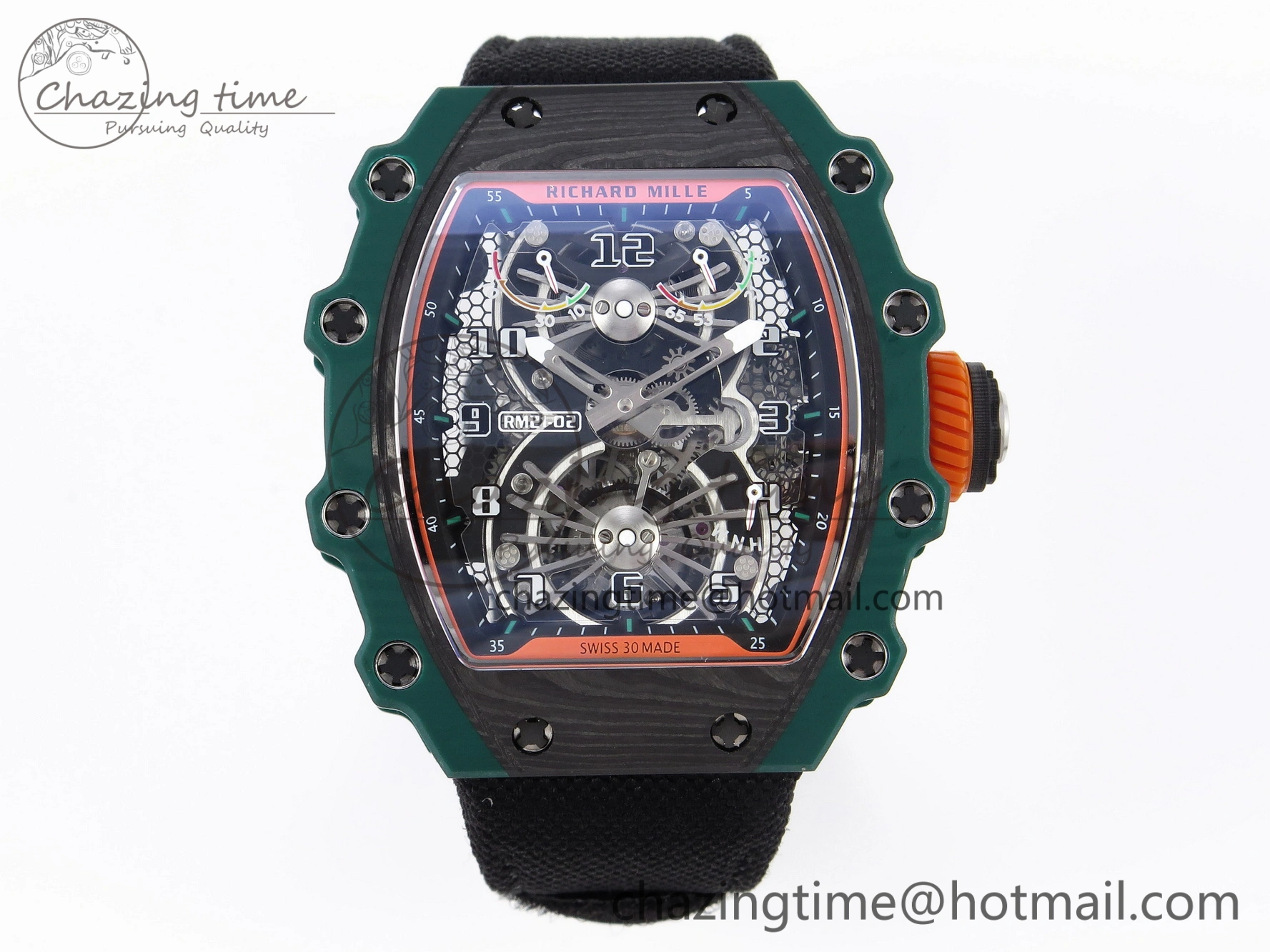 RM21-02 Tourbillon NTPT RMF Best Edition Skeleton Dial on Black Nylon Strap