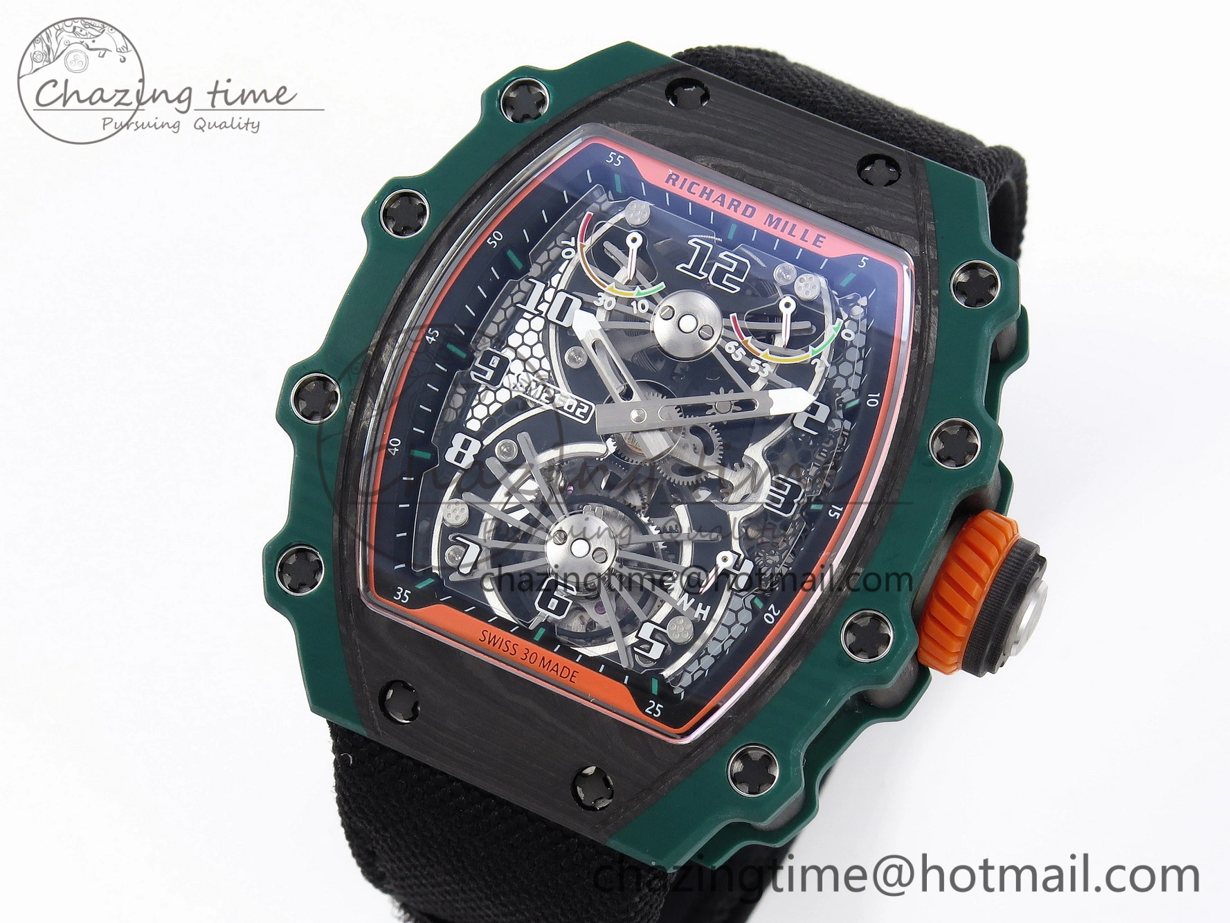 RM21-02 Tourbillon NTPT RMF Best Edition Skeleton Dial on Black Nylon Strap