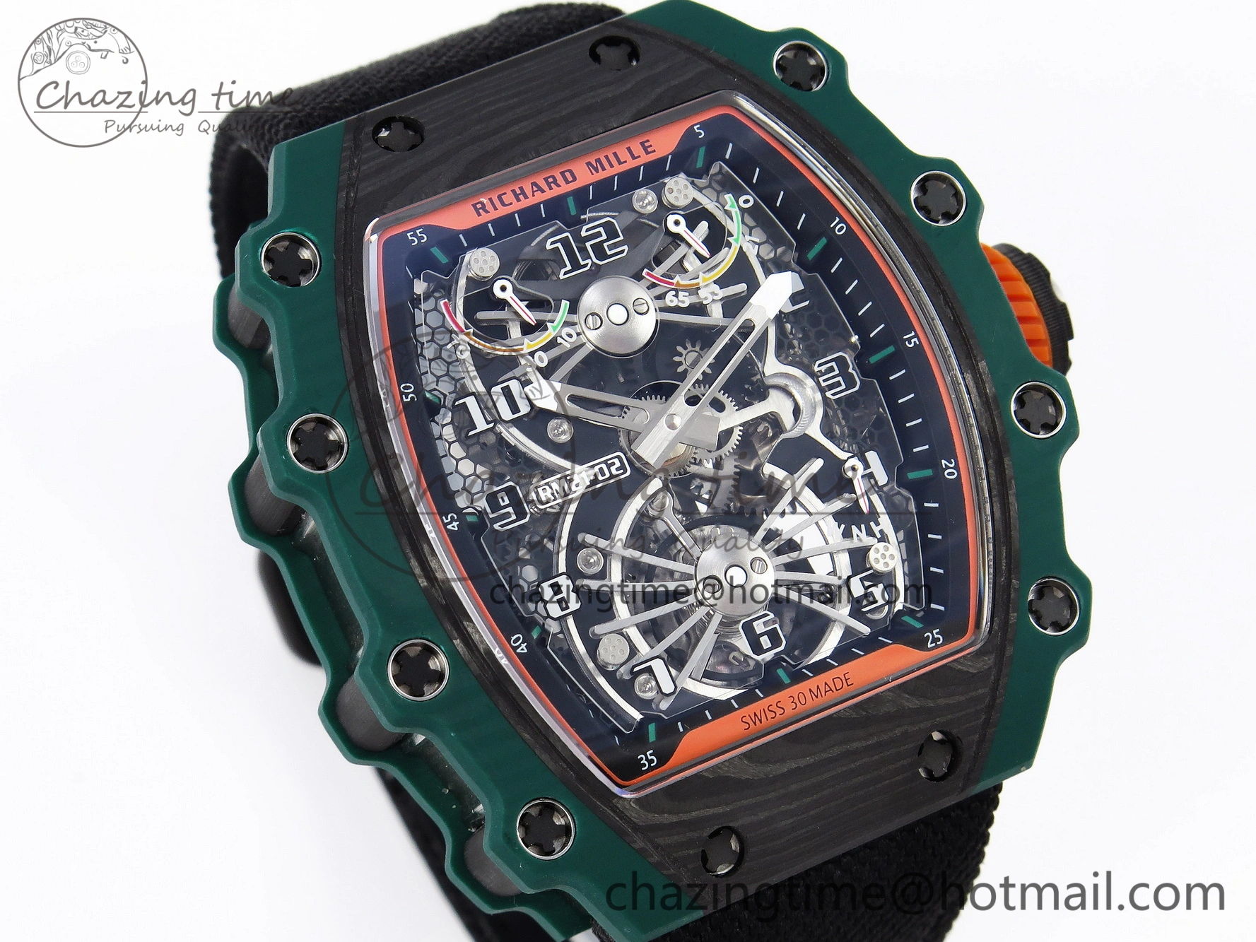 RM21-02 Tourbillon NTPT RMF Best Edition Skeleton Dial on Black Nylon Strap