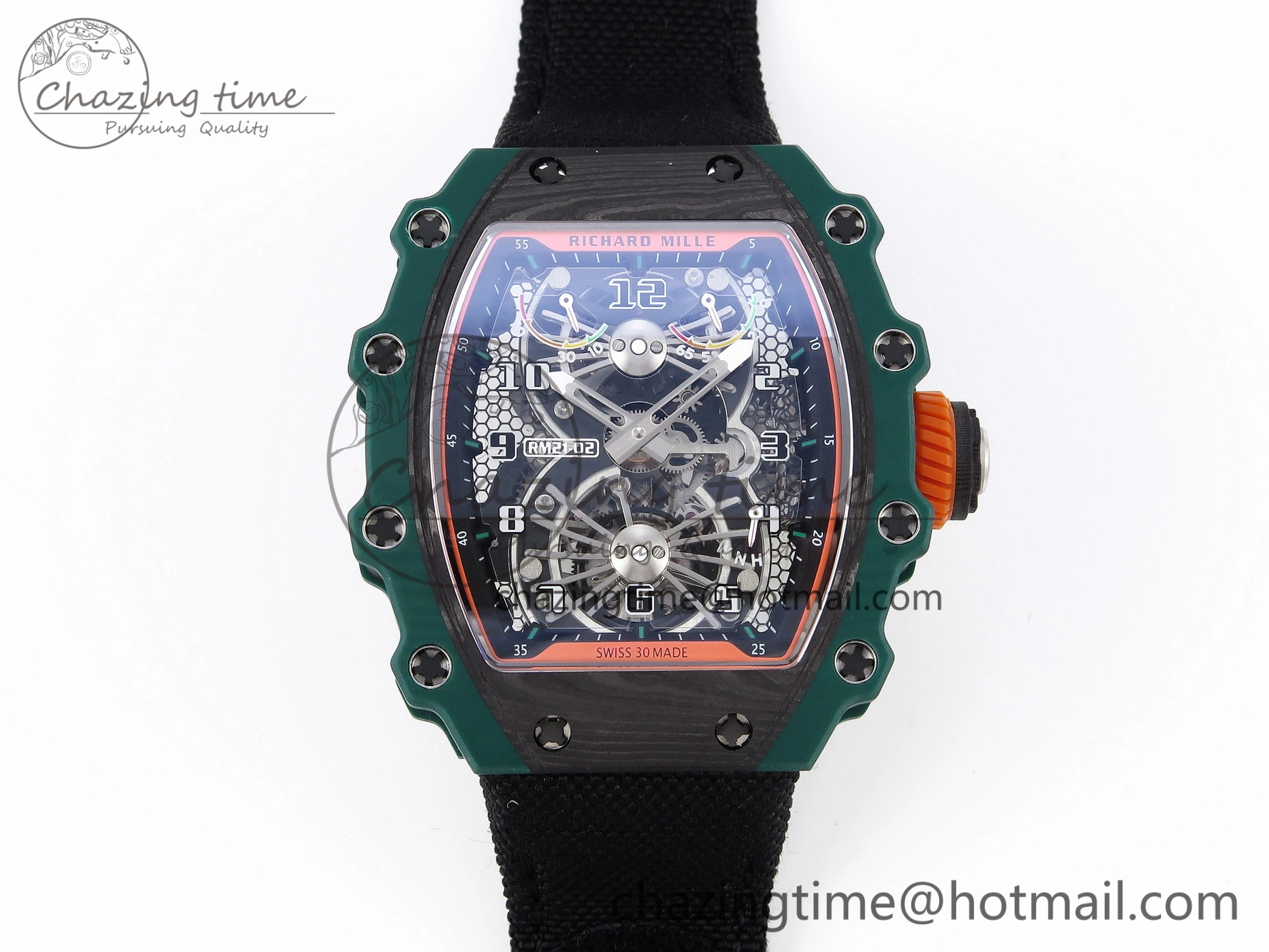 RM21-02 Tourbillon NTPT RMF Best Edition Skeleton Dial on Black Nylon Strap