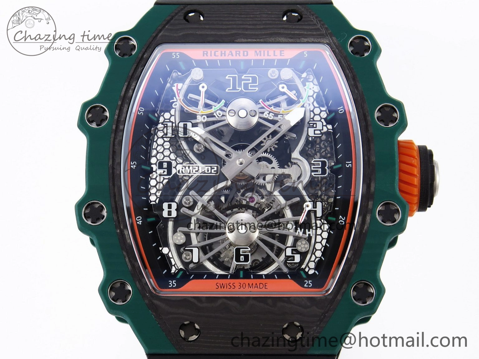 RM21-02 Tourbillon NTPT RMF Best Edition Skeleton Dial on Black Rubber Strap