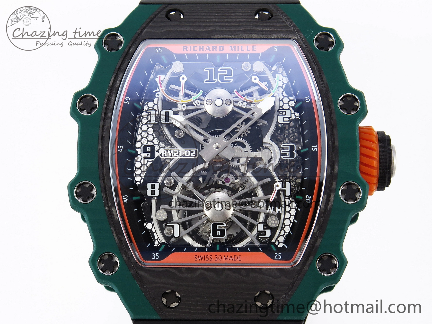 RM21-02 Tourbillon NTPT RMF Best Edition Skeleton Dial on Black Rubber Strap