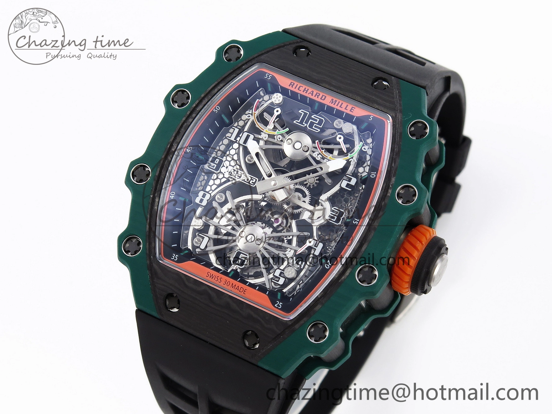 RM21-02 Tourbillon NTPT RMF Best Edition Skeleton Dial on Black Rubber Strap